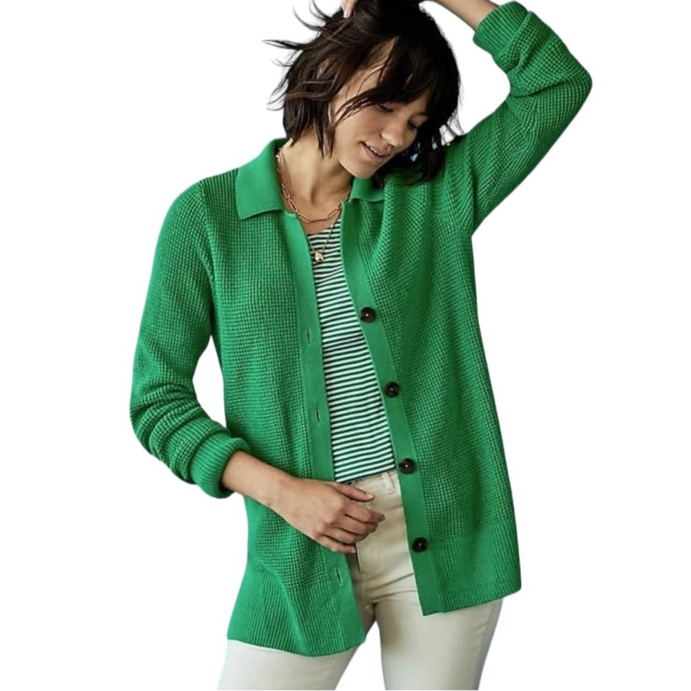 J.Jill Collared Button Front Textured Cardigan - image 2